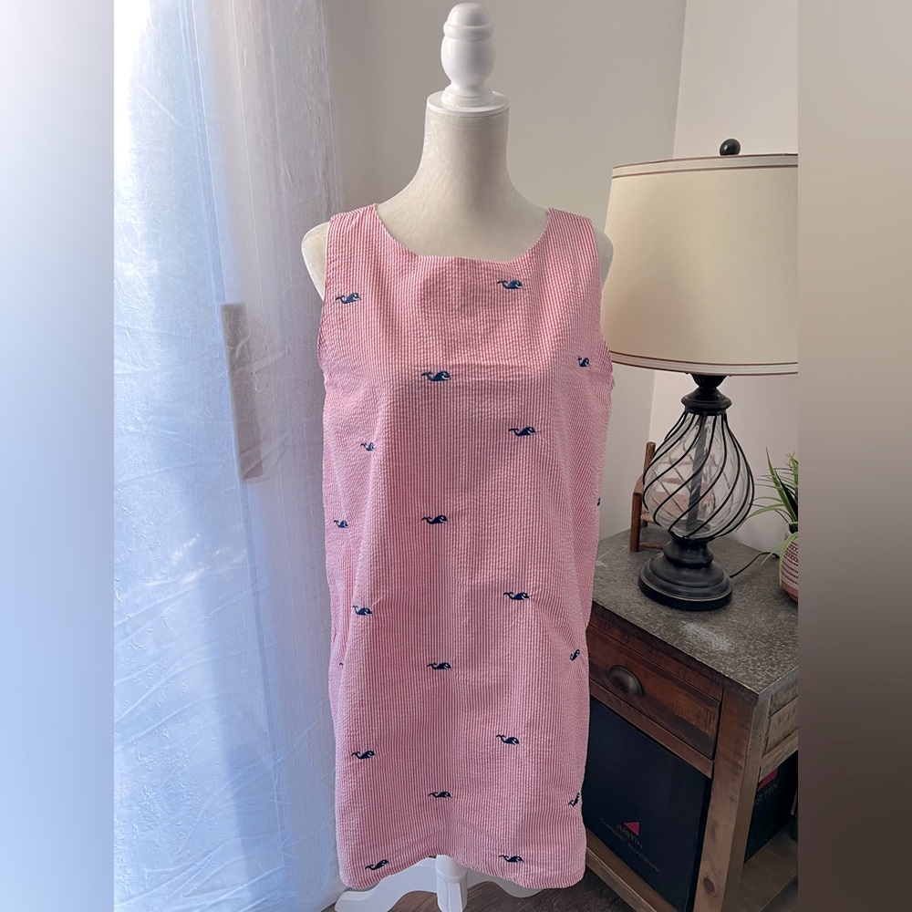 Pink Sleeveless Dress with Whale Pattern